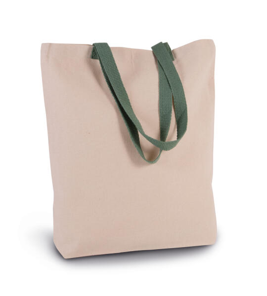 Gepersonaliseerde canvas shopper met plooi en contrasterende hengsels