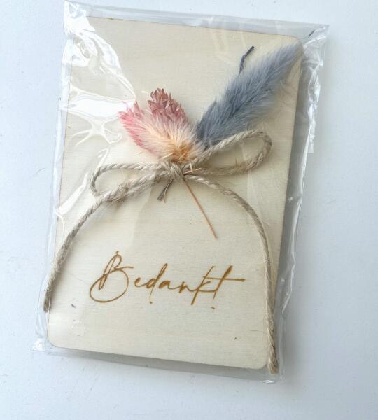 Houten kaart bedankt