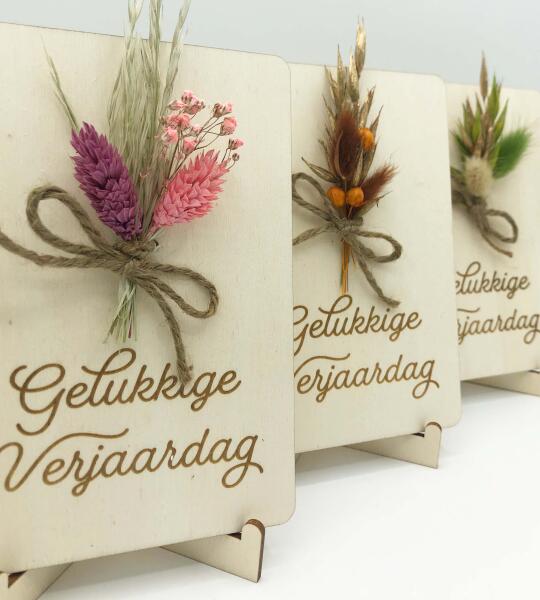 Houten kaart Verjaardag
