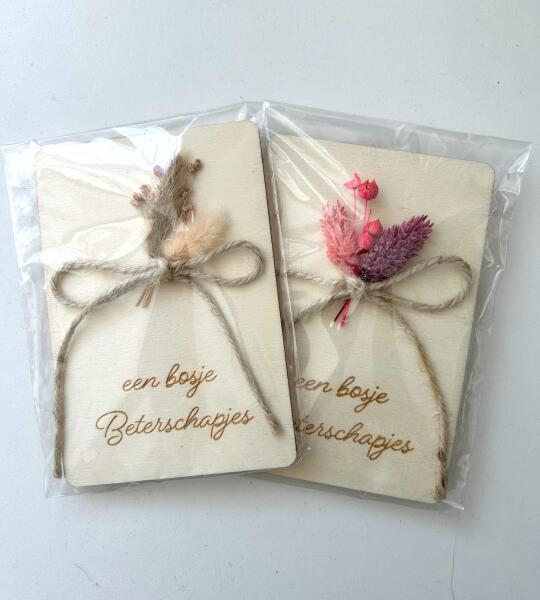 Houten kaart bosje beterschapjes