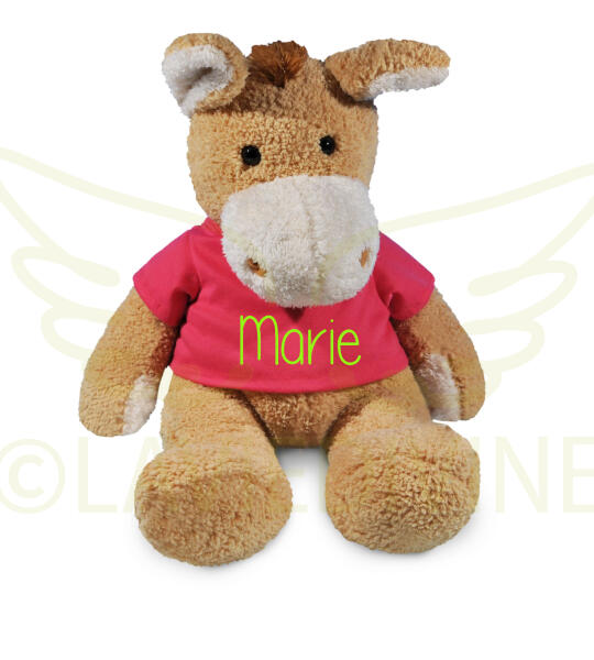 Knuffel Paard met gepersonaliseerd T-shirtje (grote maat)