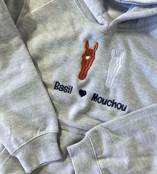 Kinderhoodie met gepersonaliseerd paardenhoofdje & naam/tekst