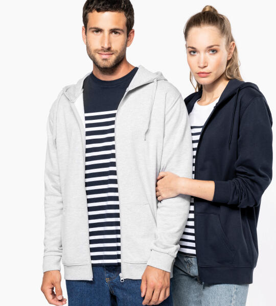 Gerecycled sweater met rits en capuchon uniseks