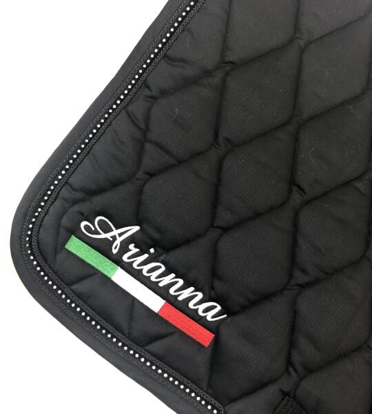 Tapis de selle avec nom & drapeau du pays