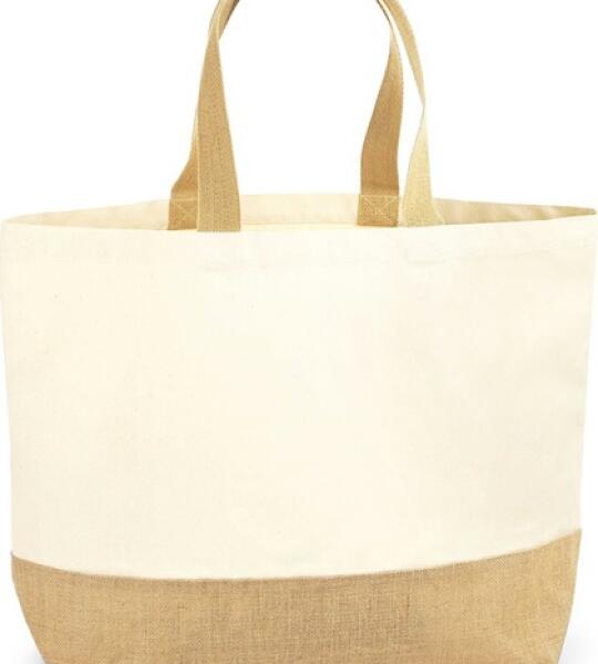 XL Jute Shopper – Katoen & Jute – Borduring op voorzijde