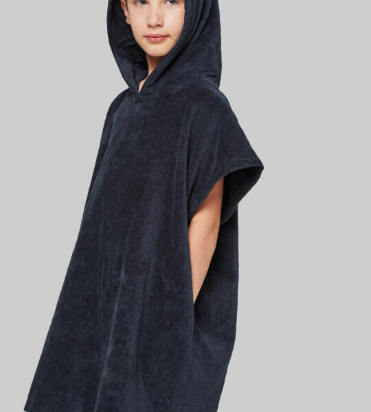 Kinderponcho met capuchon van badstof
