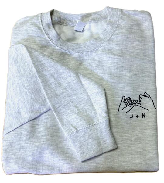 Sweater met Geborduurde Lijntekening van Jouw Foto