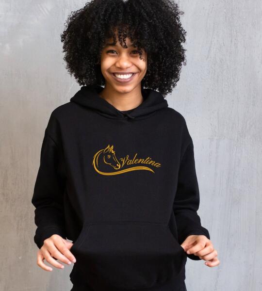 Hoodie met elegante lijntekening van paardje