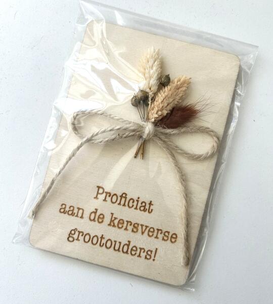 Houten kaart kersverse grootouders