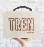 Houten kinderkoffertje met gravure