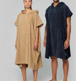 Uniseks poncho met capuchon van badstof