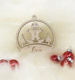 Houten kerstbal met gingerbreadman & kerstboompje