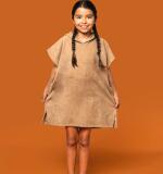 Kinderponcho met capuchon van badstof