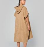 Uniseks poncho met capuchon van badstof