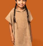 Kinderponcho met capuchon van badstof